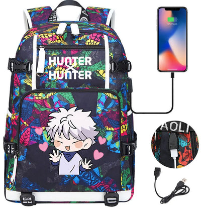 Anime USB Boy Girl Kid School Book Bags Large Capacity Teenagers Student Schoolbags Women Men Laptop Backpack Hunter×Hunter