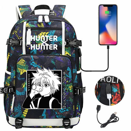 Anime USB Boy Girl Kid School Book Bags Large Capacity Teenagers Student Schoolbags Women Men Laptop Backpack Hunter×Hunter