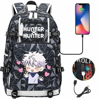 Anime USB Boy Girl Kid School Book Bags Large Capacity Teenagers Student Schoolbags Women Men Laptop Backpack Hunter×Hunter