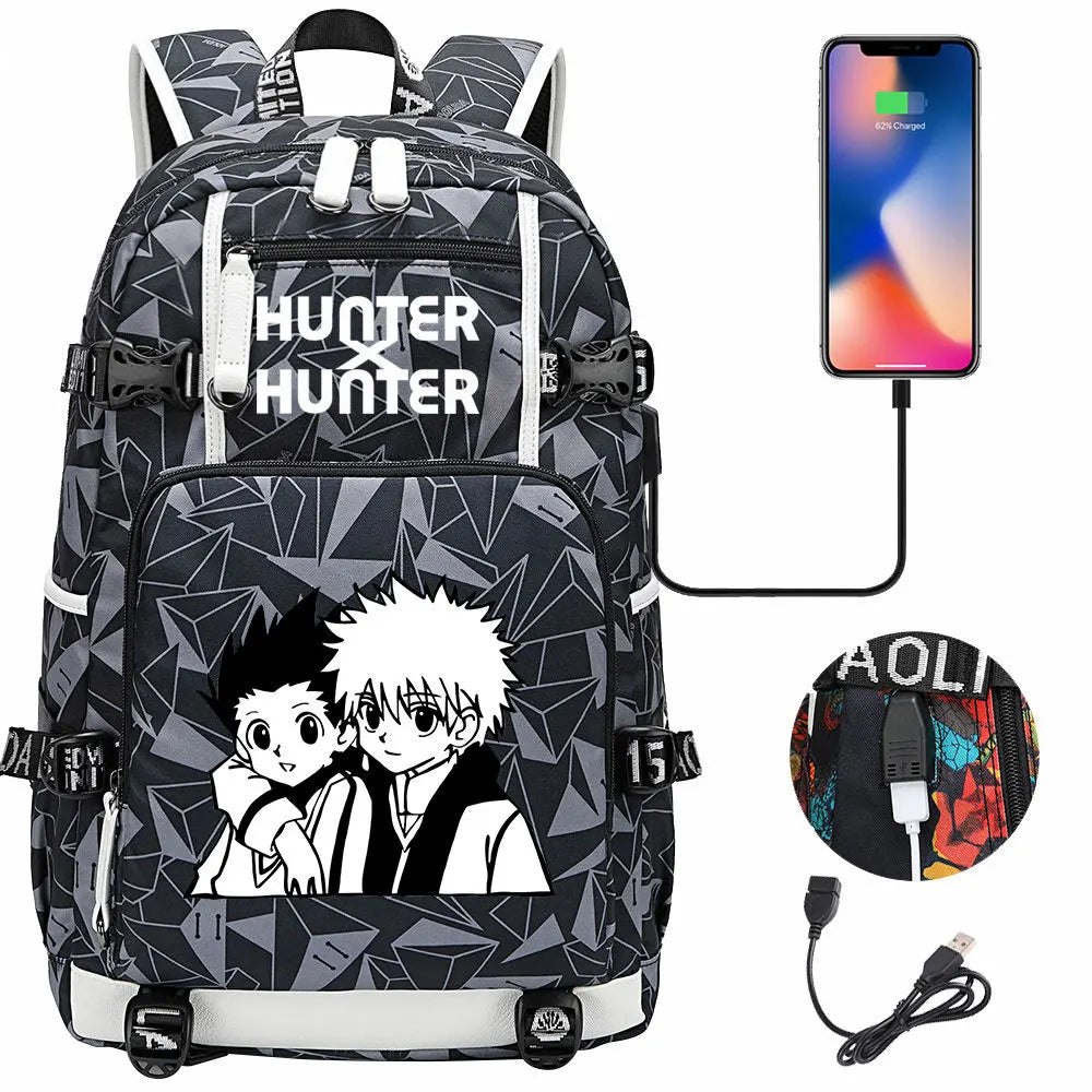 Anime USB Boy Girl Kid School Book Bags Large Capacity Teenagers Student Schoolbags Women Men Laptop Backpack Hunter×Hunter
