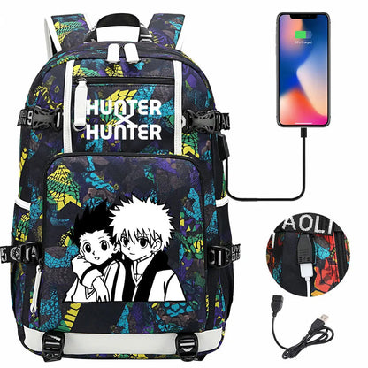 Anime USB Boy Girl Kid School Book Bags Large Capacity Teenagers Student Schoolbags Women Men Laptop Backpack Hunter×Hunter