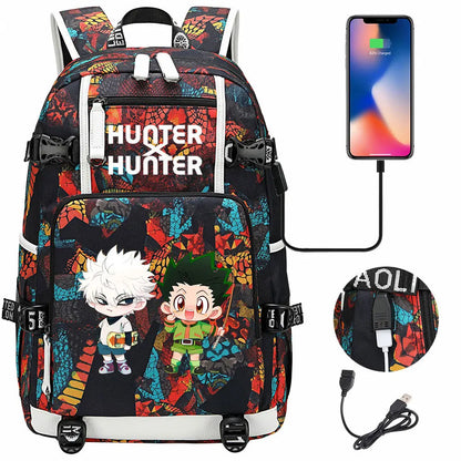 Anime USB Boy Girl Kid School Book Bags Large Capacity Teenagers Student Schoolbags Women Men Laptop Backpack Hunter×Hunter