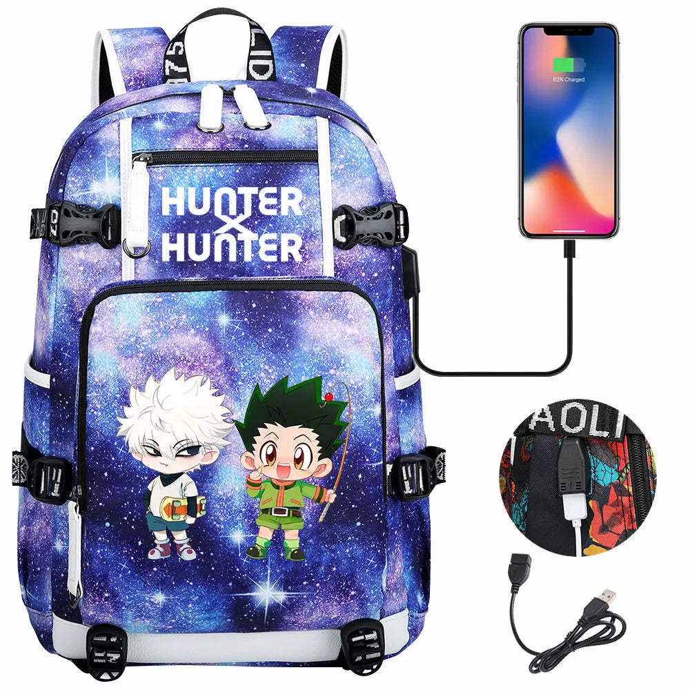 Anime USB Boy Girl Kid School Book Bags Large Capacity Teenagers Student Schoolbags Women Men Laptop Backpack Hunter×Hunter