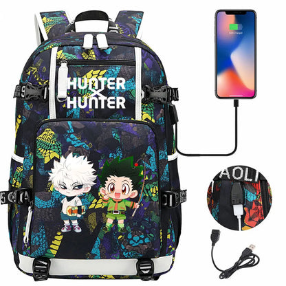 Anime USB Boy Girl Kid School Book Bags Large Capacity Teenagers Student Schoolbags Women Men Laptop Backpack Hunter×Hunter
