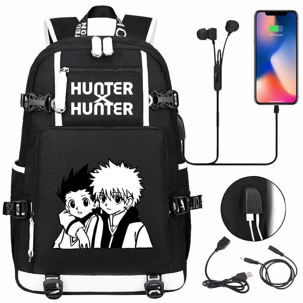 Anime USB Boy Girl Kid School Book Bags Large Capacity Teenagers Student Schoolbags Women Men Laptop Backpack Hunter×Hunter