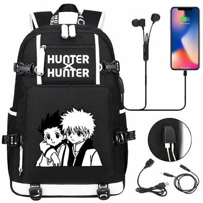 Anime USB Boy Girl Kid School Book Bags Large Capacity Teenagers Student Schoolbags Women Men Laptop Backpack Hunter×Hunter