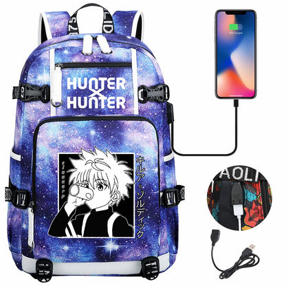 Anime USB Boy Girl Kid School Book Bags Large Capacity Teenagers Student Schoolbags Women Men Laptop Backpack Hunter×Hunter