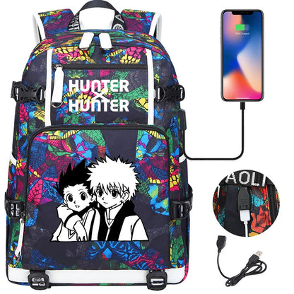 Anime USB Boy Girl Kid School Book Bags Large Capacity Teenagers Student Schoolbags Women Men Laptop Backpack Hunter×Hunter