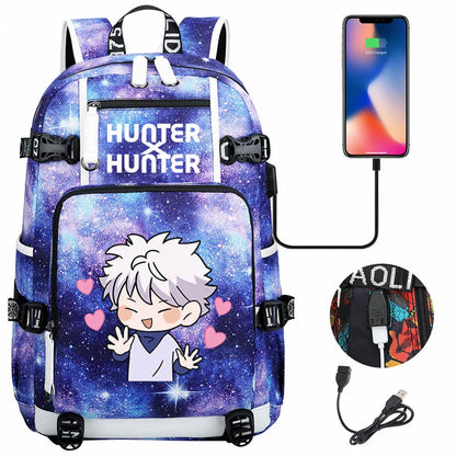 Anime USB Boy Girl Kid School Book Bags Large Capacity Teenagers Student Schoolbags Women Men Laptop Backpack Hunter×Hunter