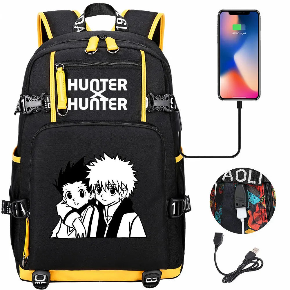 Anime USB Boy Girl Kid School Book Bags Large Capacity Teenagers Student Schoolbags Women Men Laptop Backpack Hunter×Hunter