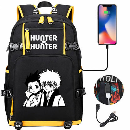 Anime USB Boy Girl Kid School Book Bags Large Capacity Teenagers Student Schoolbags Women Men Laptop Backpack Hunter×Hunter