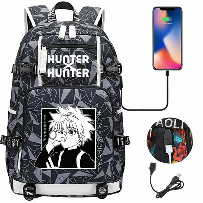 Anime USB Boy Girl Kid School Book Bags Large Capacity Teenagers Student Schoolbags Women Men Laptop Backpack Hunter×Hunter