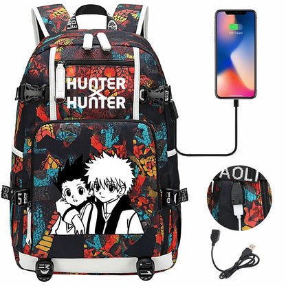 Anime USB Boy Girl Kid School Book Bags Large Capacity Teenagers Student Schoolbags Women Men Laptop Backpack Hunter×Hunter