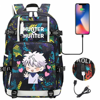 Anime USB Boy Girl Kid School Book Bags Large Capacity Teenagers Student Schoolbags Women Men Laptop Backpack Hunter×Hunter