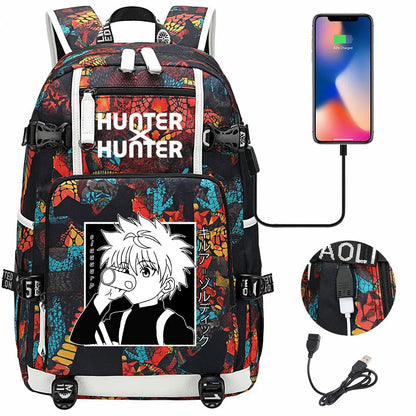 Anime USB Boy Girl Kid School Book Bags Large Capacity Teenagers Student Schoolbags Women Men Laptop Backpack Hunter×Hunter