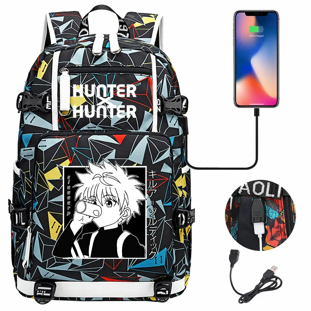 Anime USB Boy Girl Kid School Book Bags Large Capacity Teenagers Student Schoolbags Women Men Laptop Backpack Hunter×Hunter