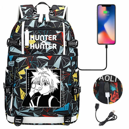 Anime USB Boy Girl Kid School Book Bags Large Capacity Teenagers Student Schoolbags Women Men Laptop Backpack Hunter×Hunter