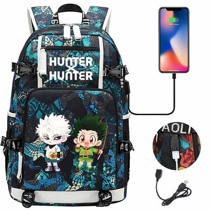 Anime USB Boy Girl Kid School Book Bags Large Capacity Teenagers Student Schoolbags Women Men Laptop Backpack Hunter×Hunter