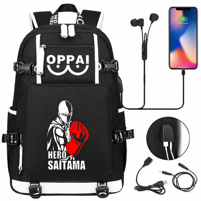 Anime USB Large Capacity Teenagers Schoolbags Women Men One Punch Man Laptop Travel Backpack Girls Boys Kids School Book Bags