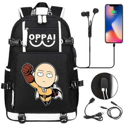 Anime USB Large Capacity Teenagers Schoolbags Women Men One Punch Man Laptop Travel Backpack Girls Boys Kids School Book Bags