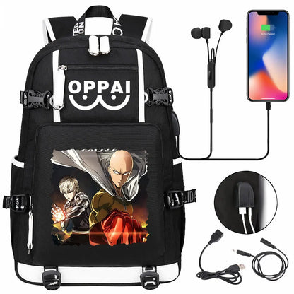 Anime USB Large Capacity Teenagers Schoolbags Women Men One Punch Man Laptop Travel Backpack Girls Boys Kids School Book Bags