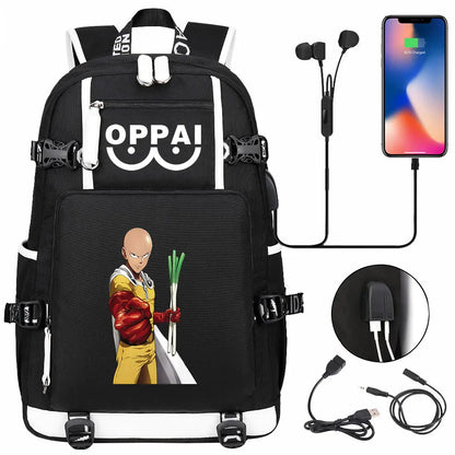 Anime USB Large Capacity Teenagers Schoolbags Women Men One Punch Man Laptop Travel Backpack Girls Boys Kids School Book Bags