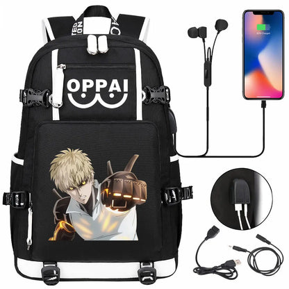 Anime USB Large Capacity Teenagers Schoolbags Women Men One Punch Man Laptop Travel Backpack Girls Boys Kids School Book Bags