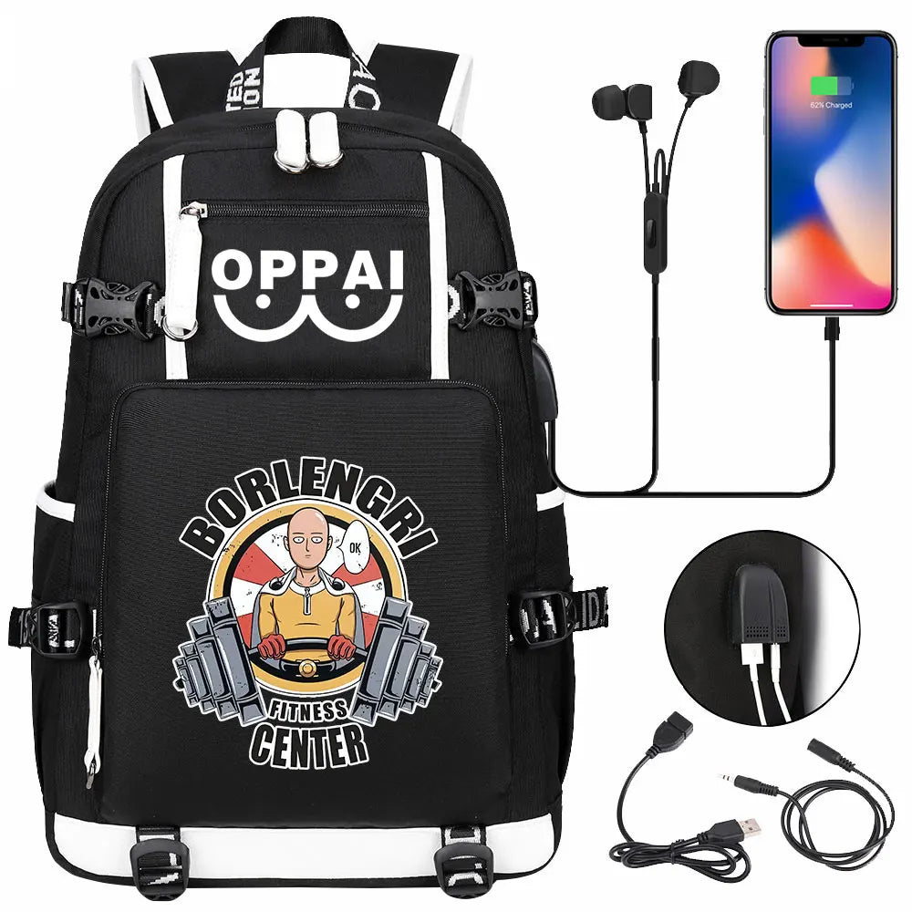 Anime USB Large Capacity Teenagers Schoolbags Women Men One Punch Man Laptop Travel Backpack Girls Boys Kids School Book Bags