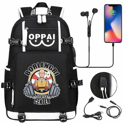 Anime USB Large Capacity Teenagers Schoolbags Women Men One Punch Man Laptop Travel Backpack Girls Boys Kids School Book Bags