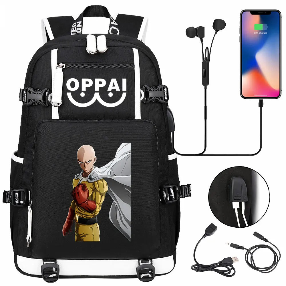 Anime USB Large Capacity Teenagers Schoolbags Women Men One Punch Man Laptop Travel Backpack Girls Boys Kids School Book Bags