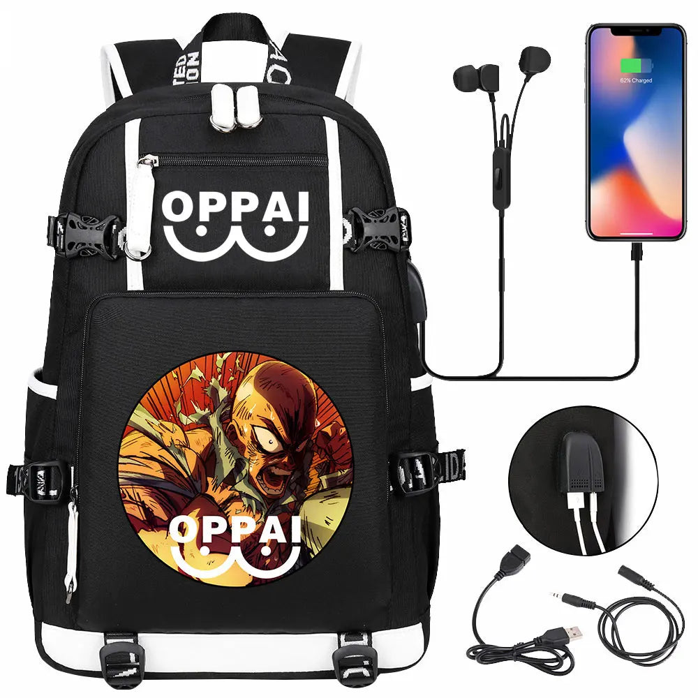 Anime USB Large Capacity Teenagers Schoolbags Women Men One Punch Man Laptop Travel Backpack Girls Boys Kids School Book Bags