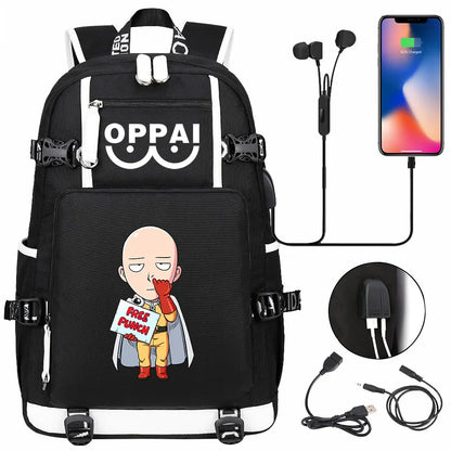 Anime USB Large Capacity Teenagers Schoolbags Women Men One Punch Man Laptop Travel Backpack Girls Boys Kids School Book Bags