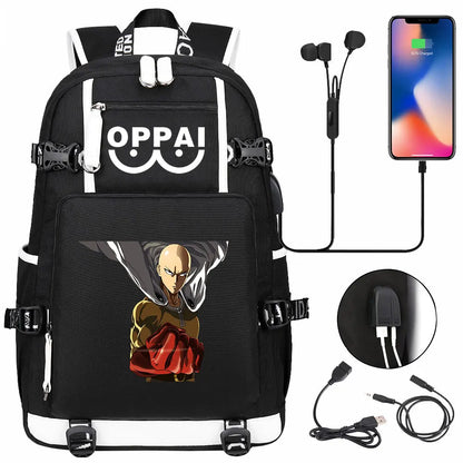 Anime USB Large Capacity Teenagers Schoolbags Women Men One Punch Man Laptop Travel Backpack Girls Boys Kids School Book Bags