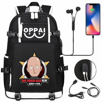 Anime USB Large Capacity Teenagers Schoolbags Women Men One Punch Man Laptop Travel Backpack Girls Boys Kids School Book Bags