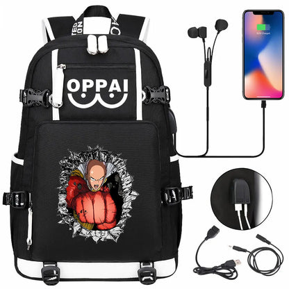Anime USB Large Capacity Teenagers Schoolbags Women Men One Punch Man Laptop Travel Backpack Girls Boys Kids School Book Bags