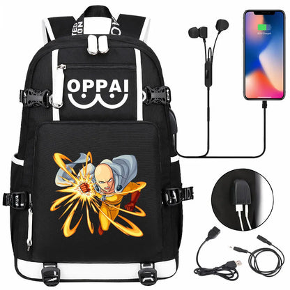 Anime USB Large Capacity Teenagers Schoolbags Women Men One Punch Man Laptop Travel Backpack Girls Boys Kids School Book Bags
