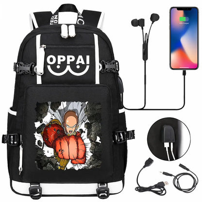 Anime USB Large Capacity Teenagers Schoolbags Women Men One Punch Man Laptop Travel Backpack Girls Boys Kids School Book Bags