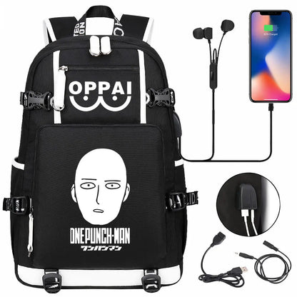 Anime USB Large Capacity Teenagers Schoolbags Women Men One Punch Man Laptop Travel Backpack Girls Boys Kids School Book Bags