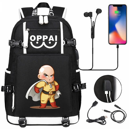 Anime USB Large Capacity Teenagers Schoolbags Women Men One Punch Man Laptop Travel Backpack Girls Boys Kids School Book Bags