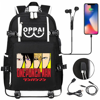 Anime USB Large Capacity Teenagers Schoolbags Women Men One Punch Man Laptop Travel Backpack Girls Boys Kids School Book Bags