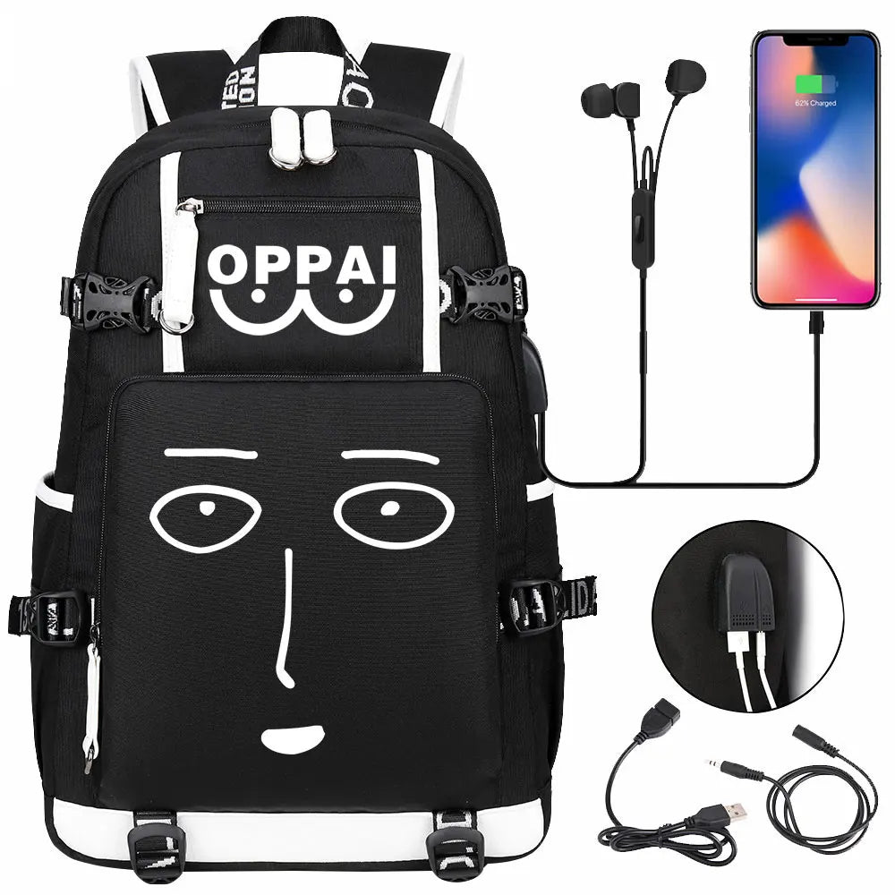 Anime USB Large Capacity Teenagers Schoolbags Women Men One Punch Man Laptop Travel Backpack Girls Boys Kids School Book Bags