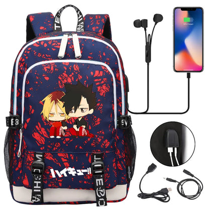 Anime Volleyball Juvenile Teenager USB Charging Laptop Backpack Women Men Rucksack Kids School Book Bag Mochila Travel Bagpack