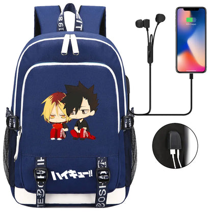 Anime Volleyball Juvenile Teenager USB Charging Laptop Backpack Women Men Rucksack Kids School Book Bag Mochila Travel Bagpack