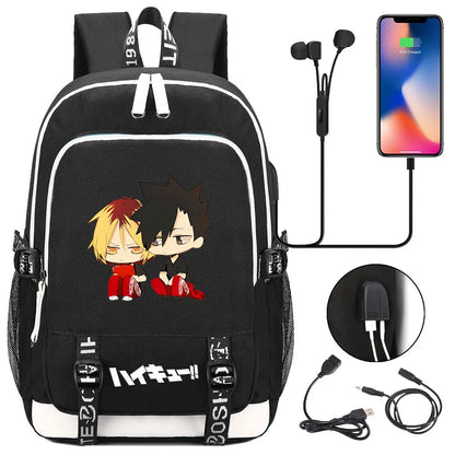 Anime Volleyball Juvenile Teenager USB Charging Laptop Backpack Women Men Rucksack Kids School Book Bag Mochila Travel Bagpack