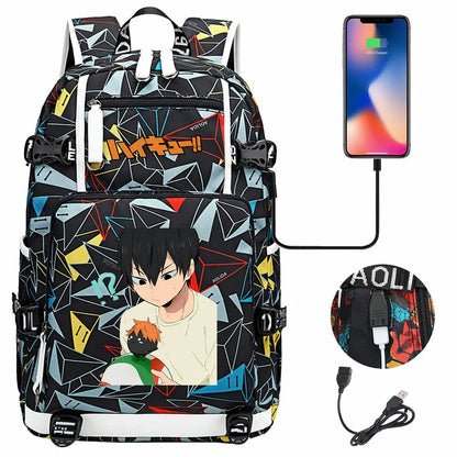 Anime Volleyball Juvenile USB Boy Girl Book Bags Large Capacity Teenagers Student Schoolbags Women Men Travel Laptop Backpack