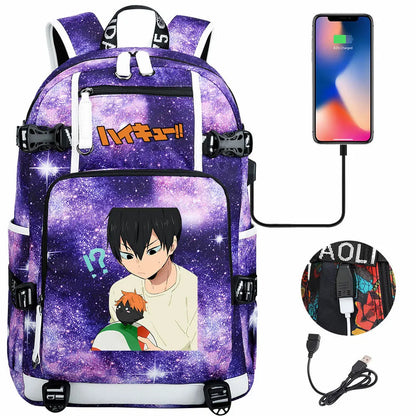 Anime Volleyball Juvenile USB Boy Girl Book Bags Large Capacity Teenagers Student Schoolbags Women Men Travel Laptop Backpack
