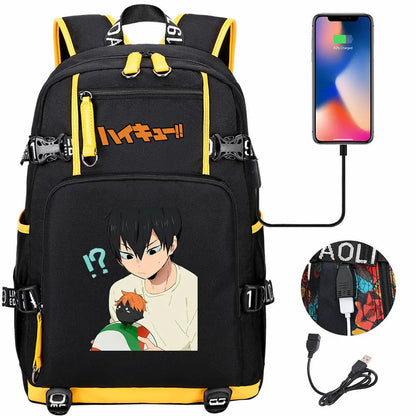 Anime Volleyball Juvenile USB Boy Girl Book Bags Large Capacity Teenagers Student Schoolbags Women Men Travel Laptop Backpack