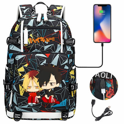 Anime Volleyball Juvenile USB Boy Girl Book Bags Large Capacity Teenagers Student Schoolbags Women Men Travel Laptop Backpack