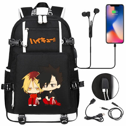 Anime Volleyball Juvenile USB Boy Girl Book Bags Large Capacity Teenagers Student Schoolbags Women Men Travel Laptop Backpack