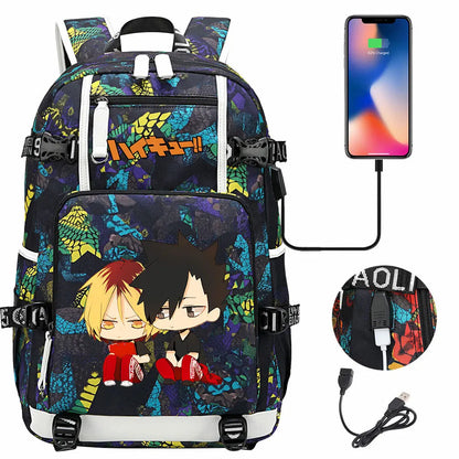 Anime Volleyball Juvenile USB Boy Girl Book Bags Large Capacity Teenagers Student Schoolbags Women Men Travel Laptop Backpack
